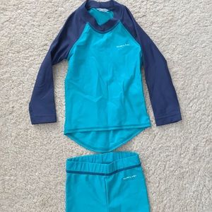 TWO TONE UV ECO RASH GUARD SWIM TOP AND BOTTOM